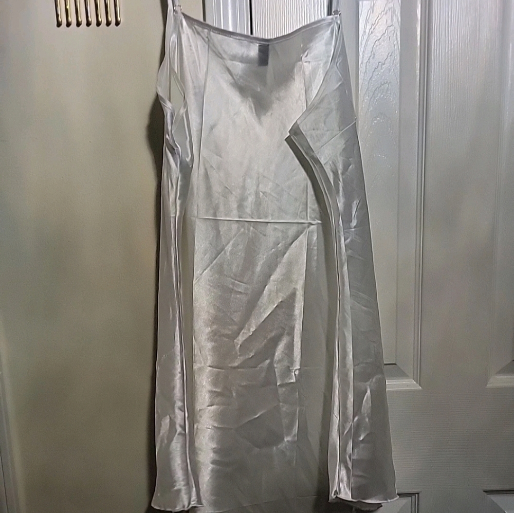 Elegant White Satin Slip Dress